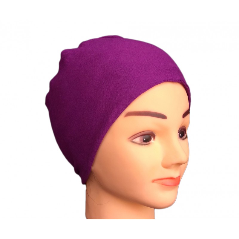 Hijab bonnet cap- Shop for jersey hijab cap in violet color.