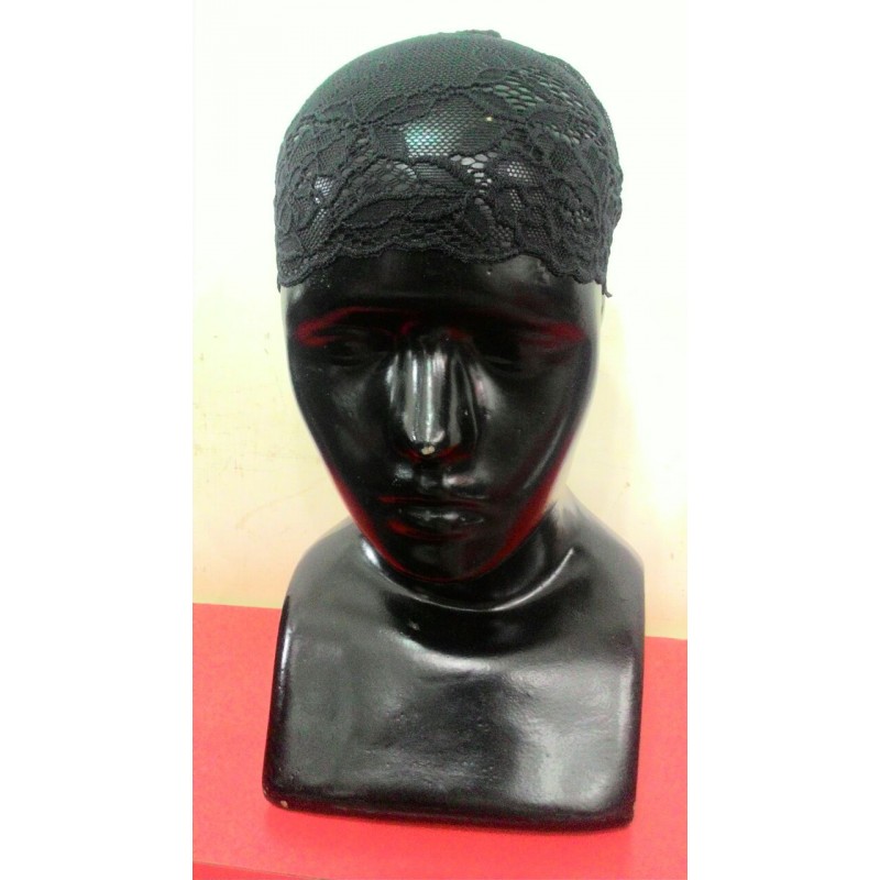 Hijab Bonnet Cap- black colored Lace Hijab Band Shiddat.com
