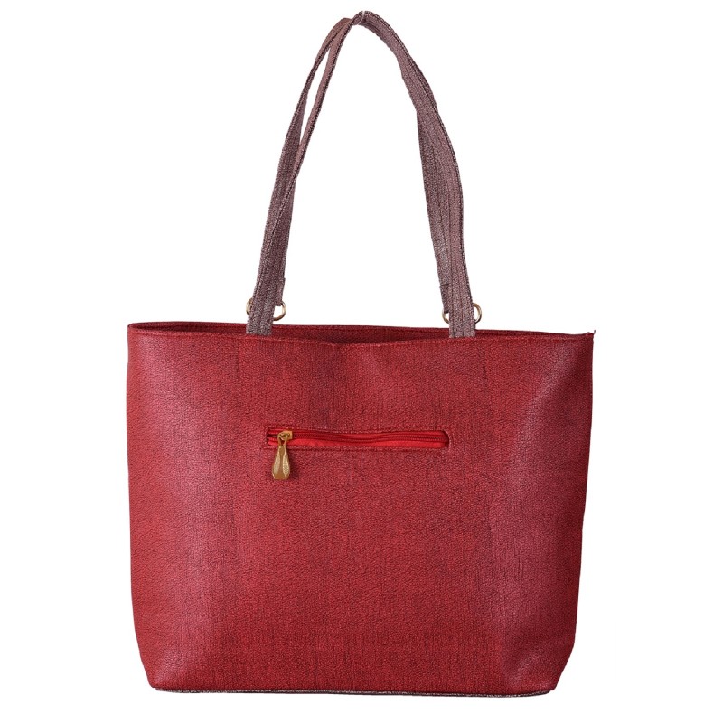 Ladies Handbags online in India- Maroon color PU fabric women&#39;s handbag...