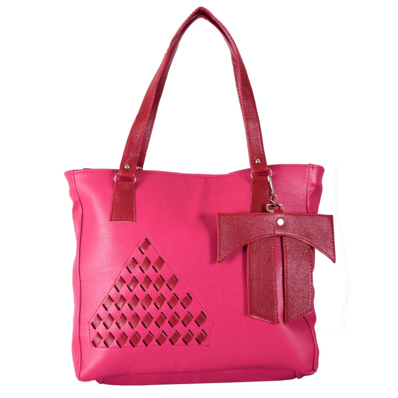 Ladies Handbags online in India Pink color PU fabric women's handbag