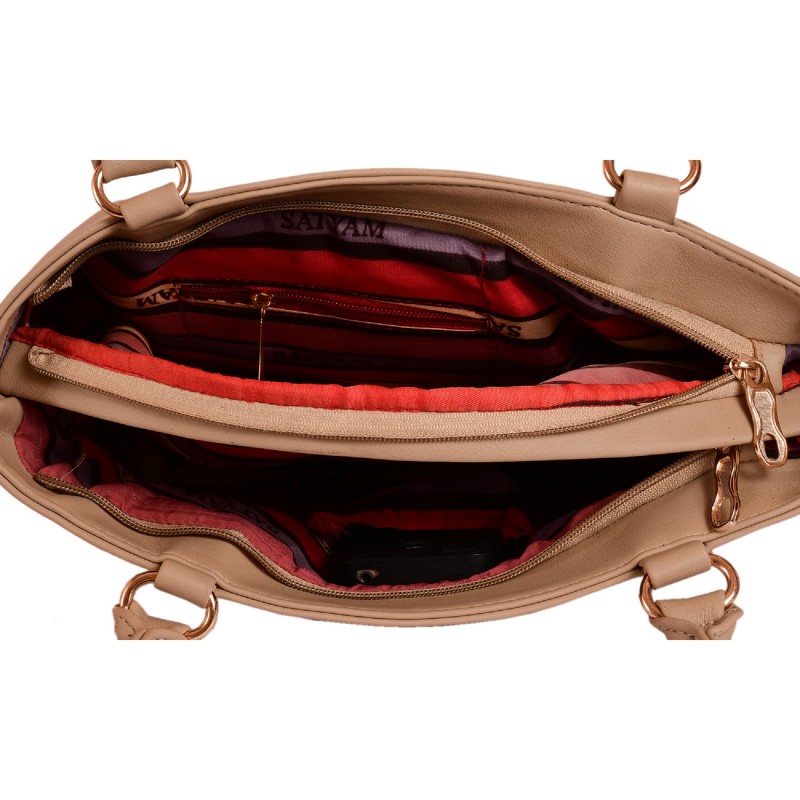 Ladies Handbags online in India Cream color PU fabric women's handbag