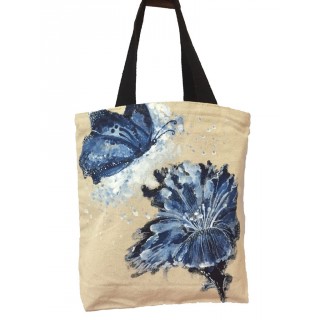 Canvas painted ladies tote bag- Flower