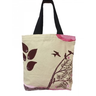 Canvas painted ladies tote bag- Maroon