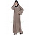Flared abaya with embroidery work- Beige Flared abaya with embroidery work- Beige