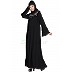 Flared abaya with embroidery work- Black Flared abaya with embroidery work- Black