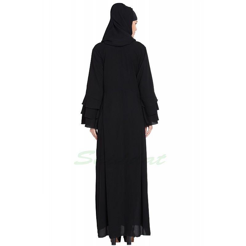 Abayas online- Embroidered large flare abaya at www.shiddat.com