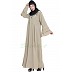 Flared abaya with embroidery work- Light Grey Flared abaya with embroidery work- Light Grey