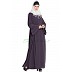 Flared abaya with embroidery work- Purple Flared abaya with embroidery work- Purple
