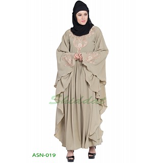 Kaftan abaya with embroidery work- Beige