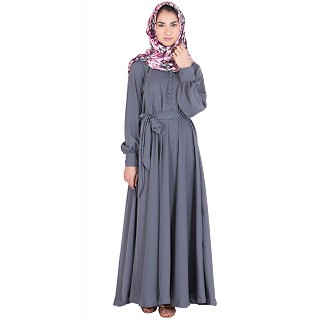 Flared nidha abaya- Grey colored 