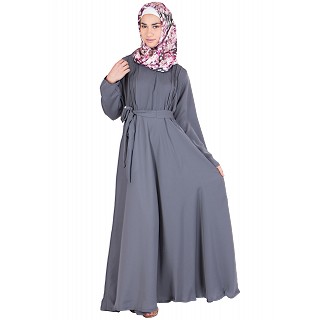 Grey large flare Wintex Abaya - Nidha fabric