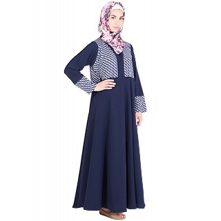 Abaya with printed top- Poly Crepe 