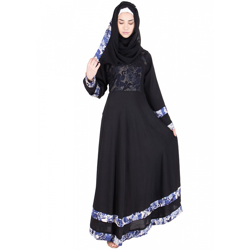 Abaya- Black umbrella cut  Burqa Online  Nida fabric