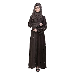 Islamic dress- Front open abaya with Pearl work