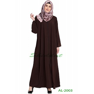 Front open zipper abaya- Coffee