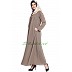 Front open zipper abaya- Beige