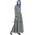 Front open pleated abaya- Grey Front open pleated abaya- Grey