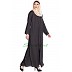 Front open zipper abaya- Dark Grey Front open zipper abaya- Dark Grey