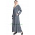 Front open zipper abaya- Grey Front open zipper abaya- Grey