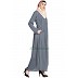 Front open zipper abaya- Grey Front open zipper abaya- Grey