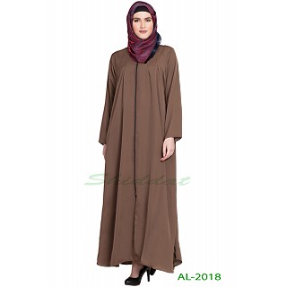 Front open zipper abaya- Golden