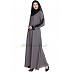 A-line abaya with patchwork- Grey A-line abaya with patchwork- Grey