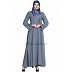 Embroidered Umbrella abaya- Light Grey