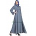 Embroidered Umbrella abaya- Light Grey