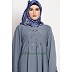 Embroidered Umbrella abaya- Light Grey