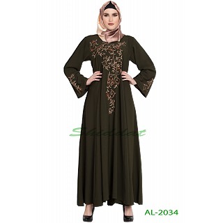 Umbrella abaya with embroidery