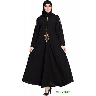 Black Umbrella abaya with embroidery work