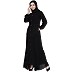 Collared front open abaya- Black