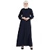 Collared front open abaya- Navy Blue Collared front open abaya- Navy Blue