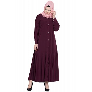 Front open designer abaya- Wine