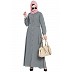 Collared front open abaya- Grey Collared front open abaya- Grey