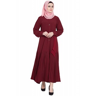 Front open designer abaya- Maroon