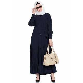 Front open designer abaya- Navy Blue