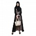 Dual colored abaya with side adjustment belt