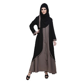Front open abaya with zipper
