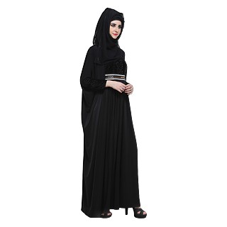 Kaftan style abaya in Black lycra