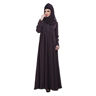 Flared pleated abaya- Purple