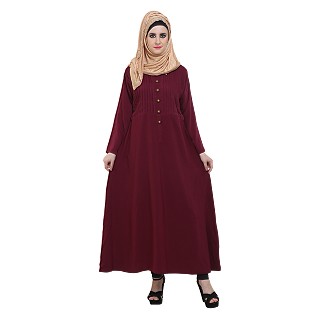 Pleated abaya- Maroon