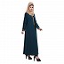 Front open Zari work abaya- Teal Green