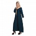 Front open Zari work abaya- Teal Green