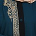 Front open Zari work abaya- Teal Green