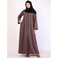 Daily wear piping design abaya-Rose Ebony