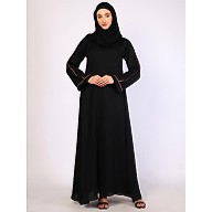 Daily wear A-Line abaya with complementary Hijab- Black