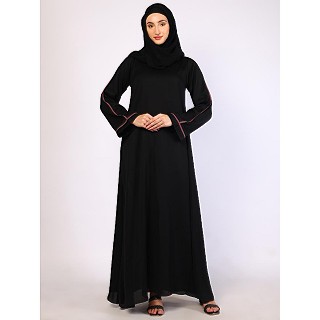 Daily wear A-Line abaya with complementary Hijab- Black