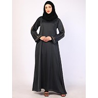 Daily wear A-Line abaya with complementary Hijab-Dark Grey
