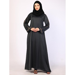 Daily wear A-Line abaya with complementary Hijab-Dark Grey